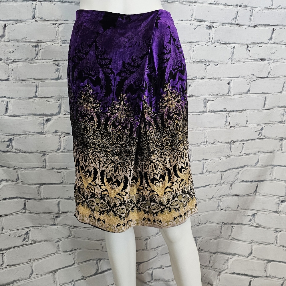 Etro Purple and Gold Velvet Skirt